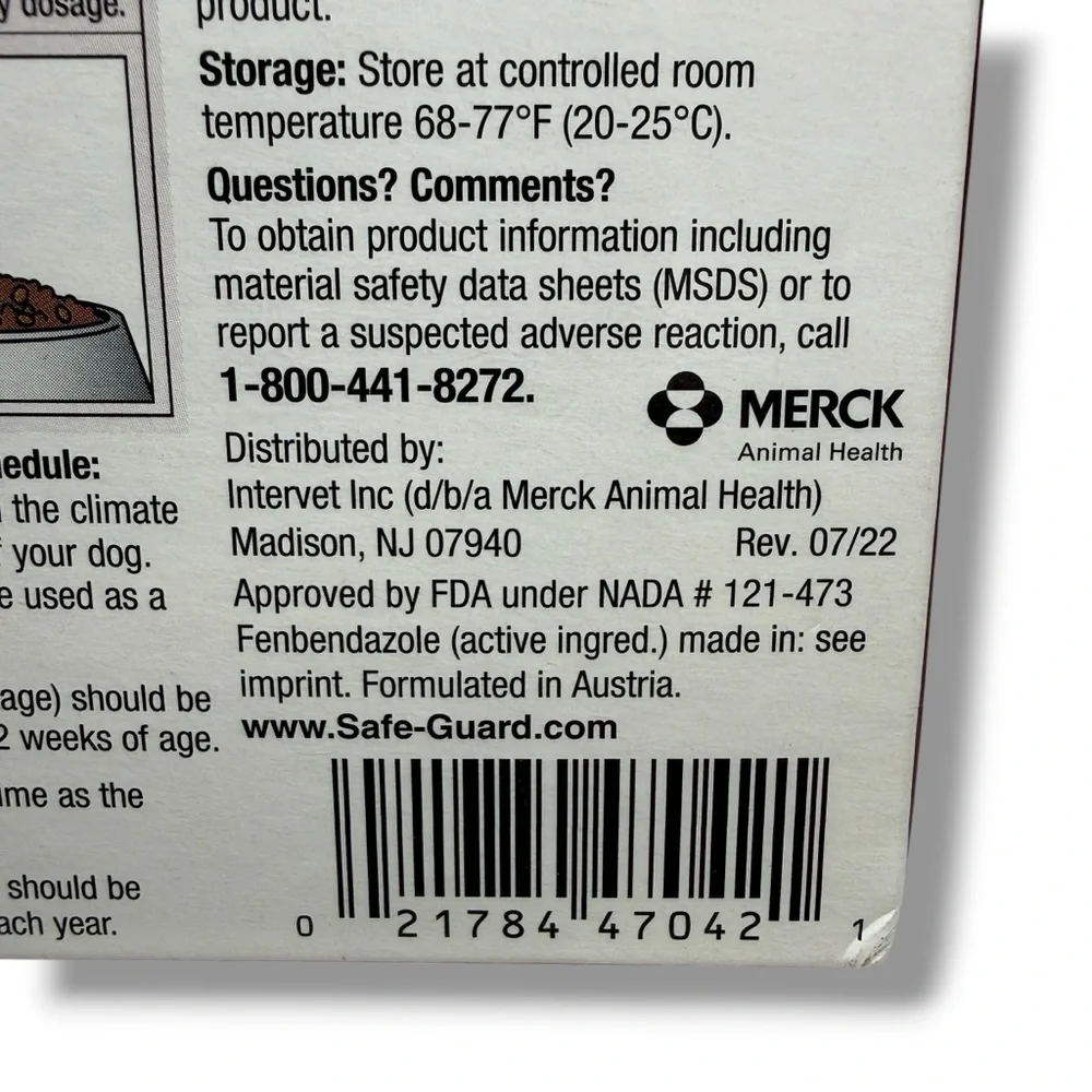 3x Safe-Guard Canine Dog Dewormer‎ 3x4g Packets Merck EXP 1/26 New Sealed